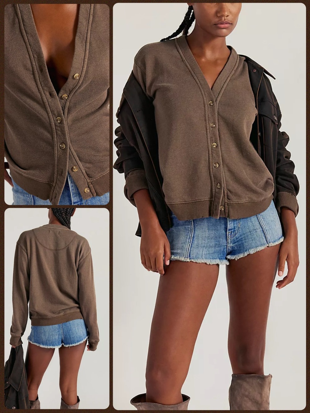 🤎NWT - Free People Take It Easy Cardigan. Brown. Large